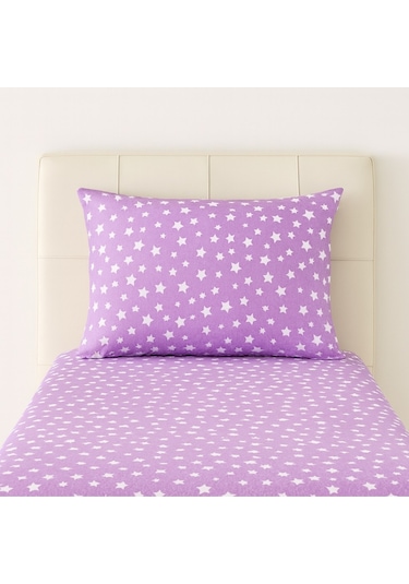 Desenli 120 X 200 Cm Ara Ölçü Lila Yıldız Lastikli Çarşaf Ve Yastık Kılıfı Lila