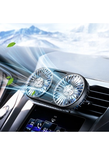 F211 Led Electric Fan Araba Hava Outlet Gösterge Paneli Usb Mini Fan Siyah