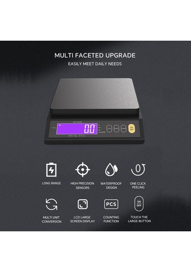 Aubyhe Ip67 Tamamen Su Geçirmez Pişirme Dijital Terazi - Kesin Sayma, Tare, Otomatik Kapatma, Birim Dönüştürme, 10kg/1g, 400mah Li-pil, Abs+paslanmaz Çelik Siyah