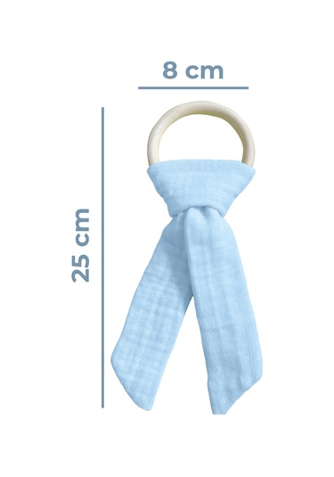 Pamuk Muslin Bebek Diş Kaşıyıcı Yıkanabilir Ahşap Mavi