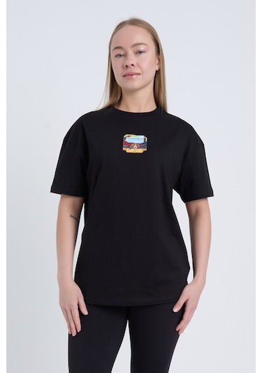 Velvoria Unisex Oversize Siyah Dude T-shirt