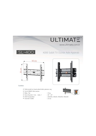 Ultımate Sl 400 26" 43" Kilitli Sabit Tv Askı Aparatı