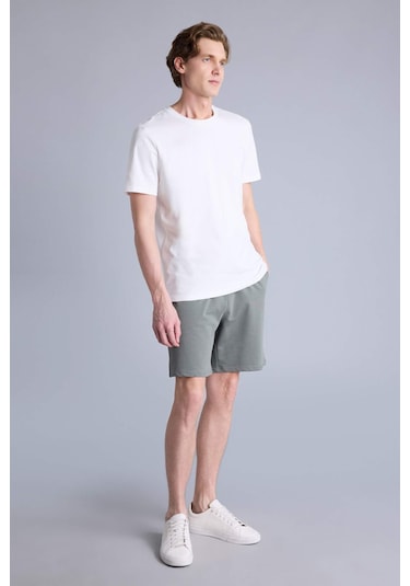 Defacto Regular Fıt Sweatshirt Kumaşı Şort W1105az26smkh422 Haki-kh422