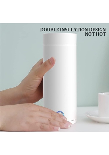Seyahat Su Isıtıcısı, 400 Ml Otomatik Kapanma, Taşınabilir Elektrikli Su Isıtıcısı, Paslanmaz Çelik Kaplamalı Hızlı Kaynama Şişesi Beyaz - Fa1- Diğer