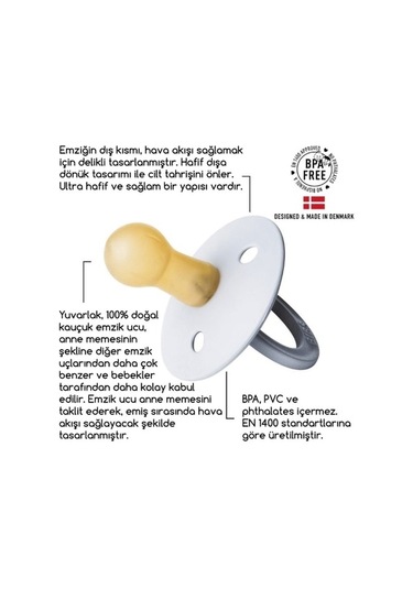 Bibs Doğal Kauçuk Emzik Bibs Colour Emzik 100211 White 0-6 Ay