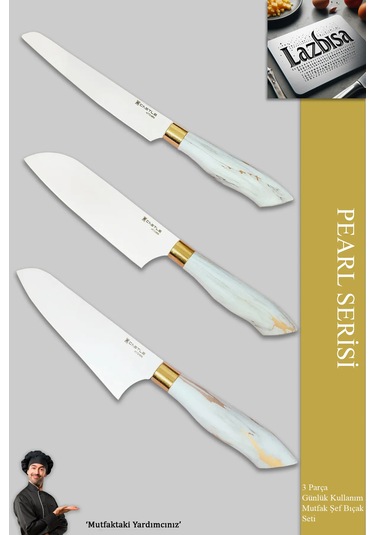 Pearl Serisi Serisi Mutfak Bıçak Et Sebze 3 Lü Şef Bıçağı Mft-123