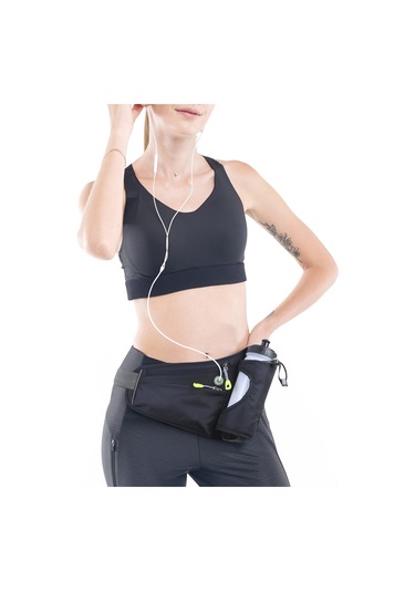 Jeehugo Siyah Spor Bel Çantası, İki Fermuarlı Cep Ve Su Şişesi Tutucu İle Outdoor Aktivitelere Uygun Siyah