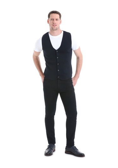 Hatemoğlu Regular Fit Düz V Yaka Triko Yelek 34171023a002 005 - Lacivert