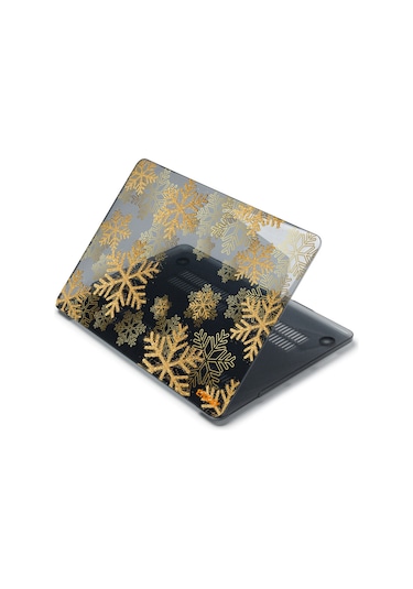 Macbook Air 13" A1932 /A2179 /A2337 Desenli Koruyucu Laptop Kılıf Altın Kar Tanesi