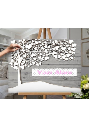 Hdrlazerdizayn Ağaç Temalı Ahşap Düğün Hatıra Defteri Pano