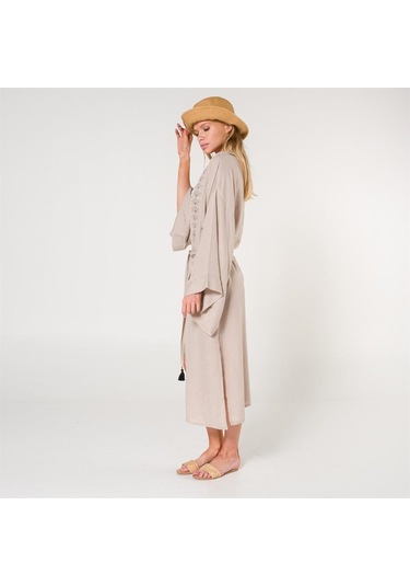 Eli Kadın Pul Baskılı Kimono-Taş-Standart Taş