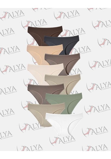 Alya Underwear Kadın Külot Basic Slip Renkli Pamuklu Iç Çamaşırı 10'lu Paket Multicolor-x32 Multicolor -x37