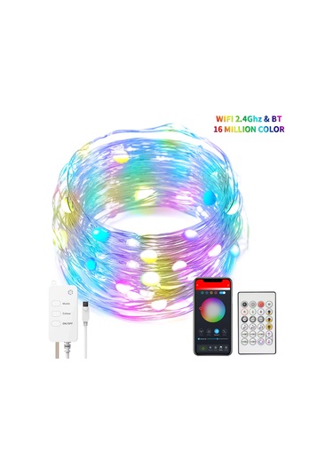 Skycity Rgb 16milyon Renkli Akıllı Led Işık Zinciri, Wifi+bt Uyumlu, Usb Beslemeli, 5m 33 Işık, App Ve Kumanda İle Kontrol, Noel Dekorasyonu Için Diğer