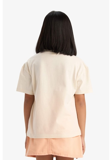 DeFacto Kız Çocuk Relax Fit Bisiklet Yaka Baskılı Kısa Kollu Tişört E0355A825SMER233 Ekru DeFacto Kız Çocuk Relax Fit Bisiklet Yaka Baskılı Kısa Kollu Tişört E0355A825SMER233 Ekru