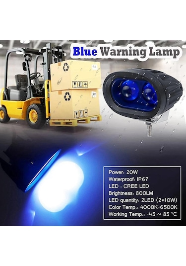 Teltree 10v-80v Araçlar İçin Mavi Led Uyarı Işığı, 20w Forklift Çalışma Işığı, Ip67 Su Geçirmez 30 Derece Spot Işık