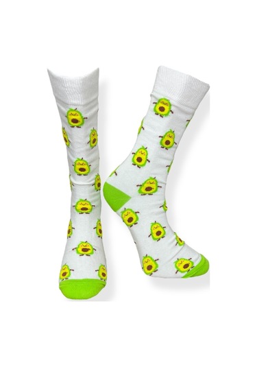 5'li Unısex Meyve Ve Hayvan Temalı Kivi, Karpuz, Avokado, Bal Arısı Ve Elma Tasarımlı Esnek Nem Alabilen Pamuklu Spor Soket Çoraplar Çok Renkli