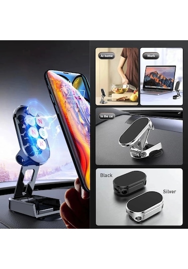 Liangmei Manyetik Araç Telefonu Tutucu Montaj Katlanır Mıknatıs