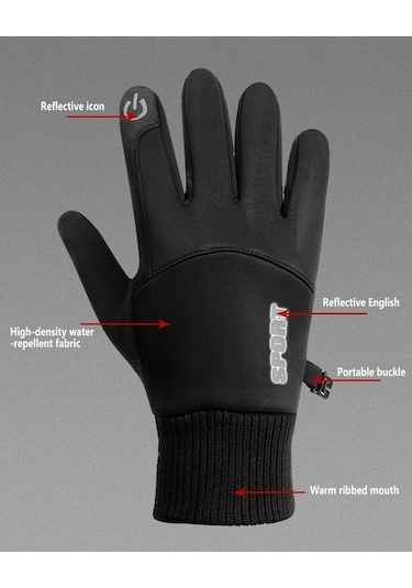 Pazly Kışlık Dokunmatik Eldiven - Sıcak Koşu, Bisiklet, Sürüş Eldiveni Erkek/kadın Boyut M