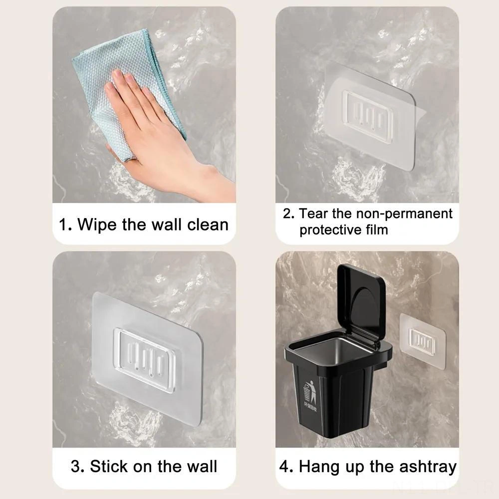 Dofolink Duvar Tipi Sigara Tüpü - Siyah Abs Ve Çelik Materyal, Duvar Takılı Çöp Kutusu Ve Sigara Tüpü Kombinasyonu Siyah