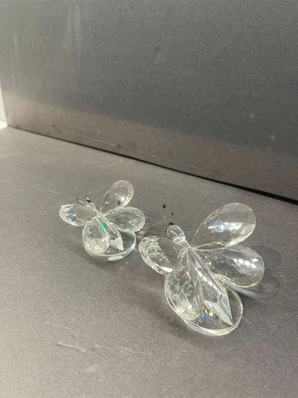 Dekoratif Kristal Cam Ikili Kelebek Biblo Şeffaf .