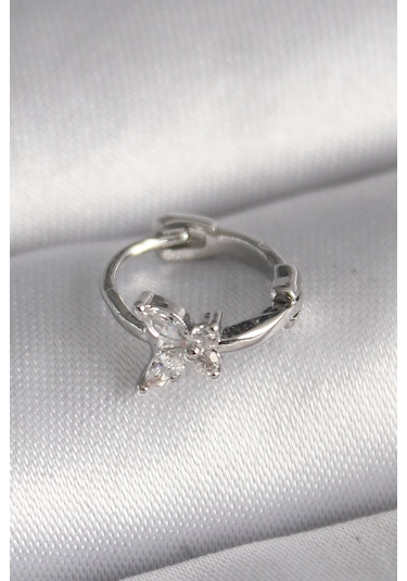 316l Çelik Gümüş Renk Zirkon Taşlı Kelebek Model Tragus Piercing - Tj-pr1321 Çok Renkli