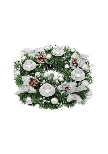 H47436-5 Noel Advent Çelengi 12 Inç Advent Mumluk Halkası Yapay