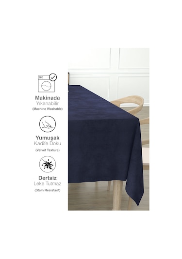 Daily Series Kadife Dokulu Uzay Mavisi Masa Örtüsü Uzay Mavisi