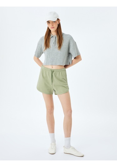 Koton Beli Bağcıklı Oversize Mini Şort Mınt 5sal40034ık Mint