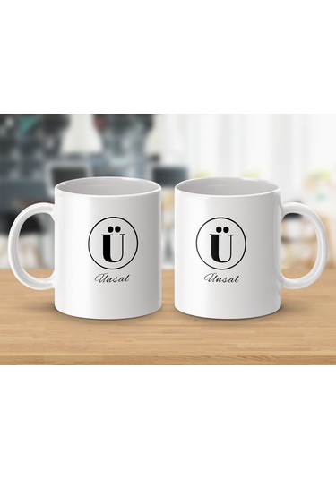 Ünsal İsimli Kupa Bardak, Harfli Bardak, Hediye Kupa Bardak, Kahve Kupa Bardak Beyaz