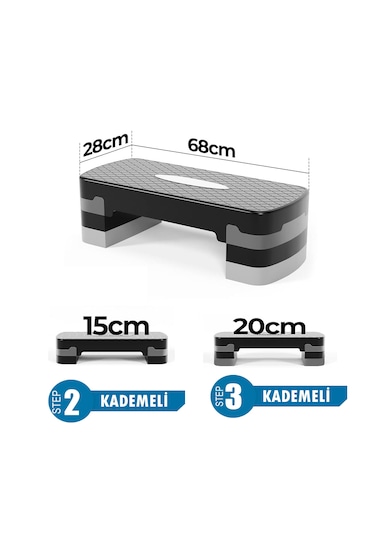 Spor Byfit 3 Kademeli Kaymaz Taban Fitness Egzersiz Step Tahtası
