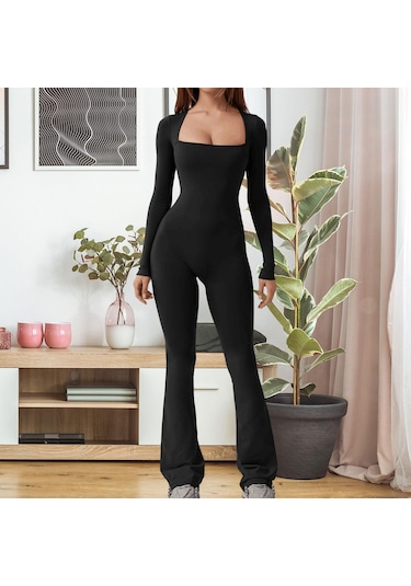 Dolıty Moda Tulumlar, Geniş Bacak Uzun Pantolon, Romper Modası Siyah M Siyah
