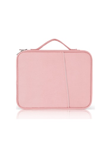 12.9-13 İnç Laptop İçin Taşınabilir Bez Doku Deri Çanta Pembe Siya