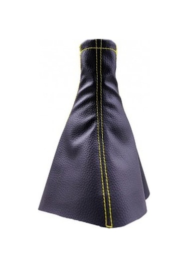 Peugeot 206 Uyumlu Vites Körüğü Siyah Deri Sarı Dikiş