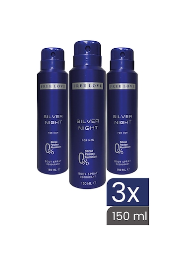 Free Love Silver Night Erkek Deodorant 3 x 150 ML