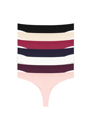 Basic Lazer Kesim File Lastikli Brezilya Külot 7'li Paket - 2 Renkli-7 Çok Renkli