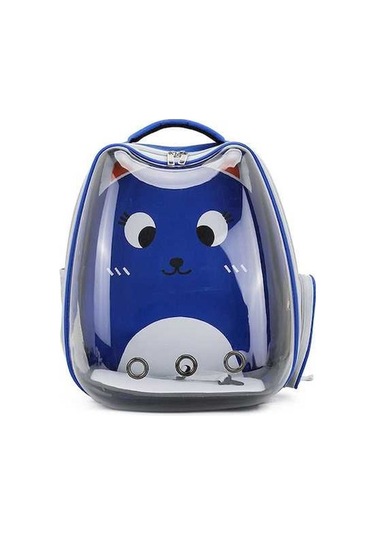 Dm Cbtx Karikatür Desenli Kedi Şeffaf Pet Çantası - Uzay Kapsülü Sırt Çantası, Mavi
