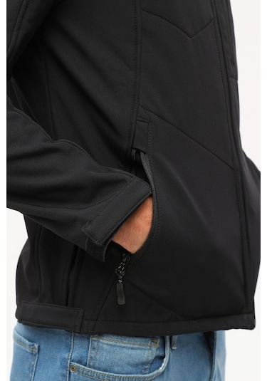 Uniprom Taktikal Softshell Mont Kollar Ve Kapşon Çıkabilir Erkek Siyah