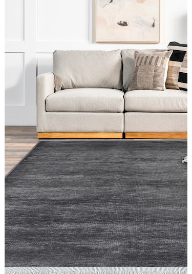 Azra Antrasit Kaymaz Taban Halı – Salon, Çocuk Odası ve Mutfak için Yıkanabilir, Yumuşak Kilim
