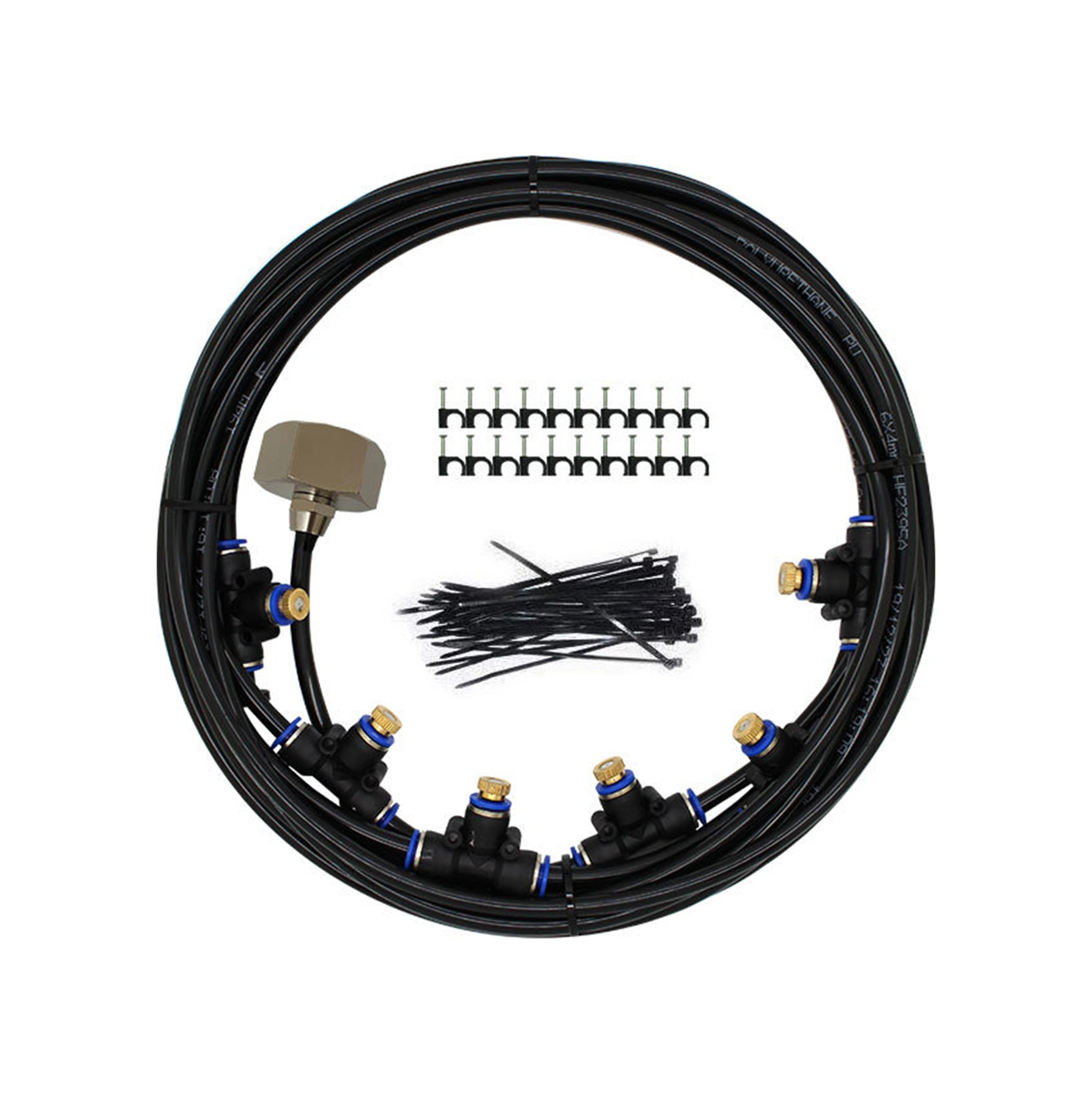 Geeksen 6m Siyah Bahçe Serası Sprinkler Sistemi - Soğutma Sulama Seti, Bakır-çelik-pe Malzeme, Teflon Bandı Hediyeli