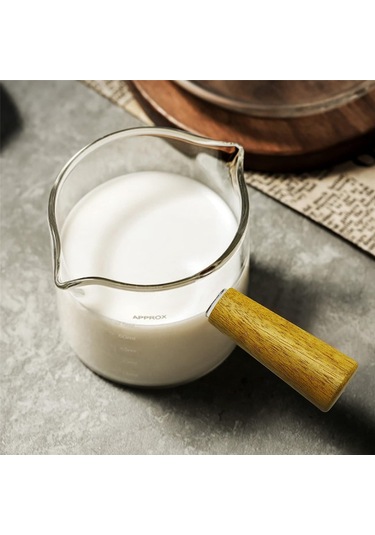 Qingmipy "2'li Ahşap Saplı Çift Ağızlı Espresso Ölçekli Bardak - 75ml Sıcak İçecekler İçin" Şeffaf