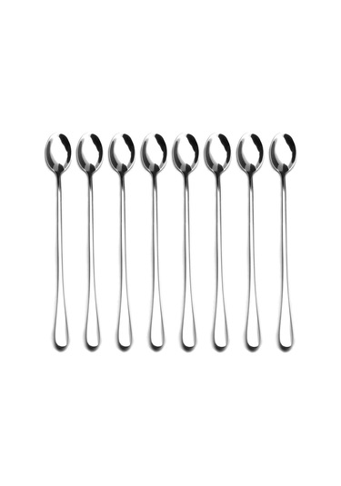 9 İnç Kaşık, Paslanmaz Çelik Kokteyl Karıştırma Kaşıkları - 8'li Set Gümüş