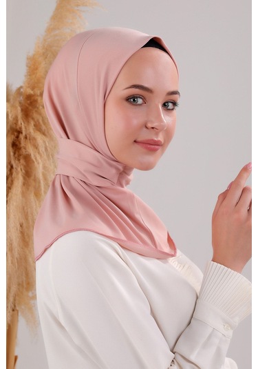 Kadın Tesettür Pratik Çıtçıtlı Sandy Deniz Havuz Uyumlu Fular Hazır Bone Pudra Pudra