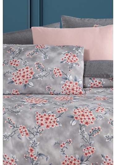 Lastikli Çarşaflı Tek Kişilik Nevresim Takımı Redwin Kırmızı-füme