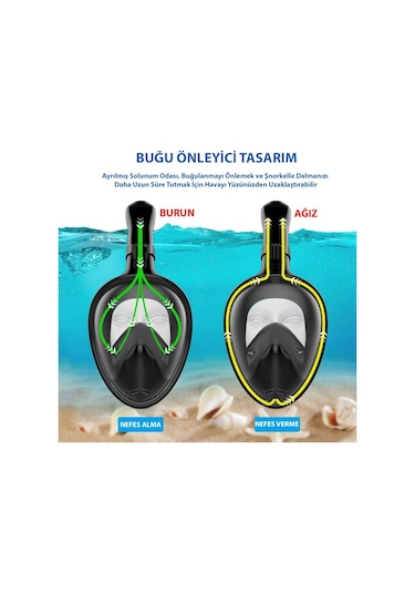 Gmsticaret Dailytech Tam Yüz Dalış Maskesi Slikon Şnorkel Full Face