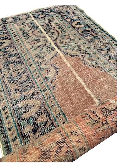 Patchwork Eskitme Halı 90x280 Turuncu %100 Yün Vintage Yolluk Turuncu