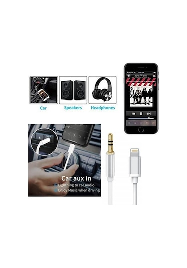 Apple Uyumlu iPhone iPad Lightning To 3.5mm Ses Çevirici Aux Kablo 1m