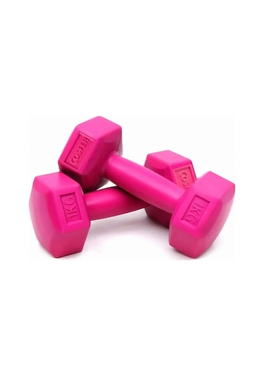 Cosfer Plastik Dambıl Ağırlık Pembe 1 KG 2'li