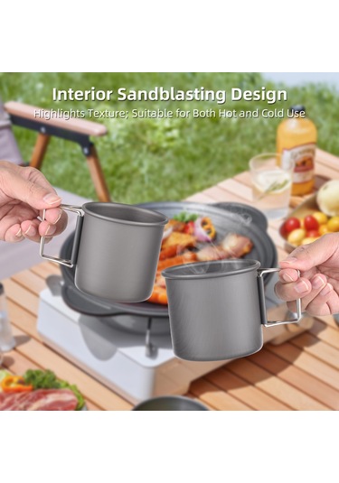 Ranyeek Outdoor Kamp Alüminyum Bardak Seti 450ml+250ml İçin Çelik Kollü Kahve Filtre Aleti, Sıcak/soğuk İçecekler İçin Dayanıklı Tasarım Çok Renkli