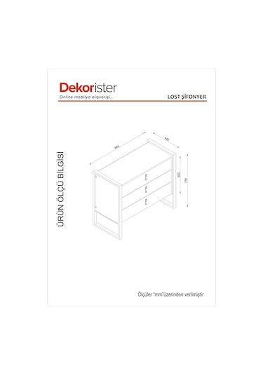 Dekorister Exclusive Lost Metal 3 Çekmeceli Şifonyer Ceviz Dekorister Exclusive Lost Metal 3 Çekmeceli Şifonyer Ceviz