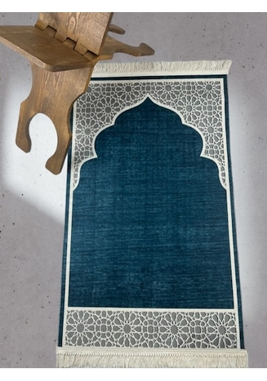 Seccade Kaymaz Yıkanabilir Battalboy Turkuaz Dijital Baskı 80x125